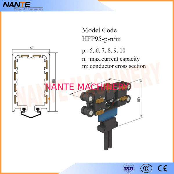 Current Collector For HFP95 Series Enclosed Conductor Rail Poles 5,6,7,8,9,10 Max. Voltage 660V